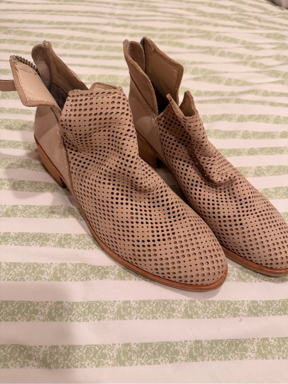 Dolce Vita Nude Pink Perforated Suede Ankle Booties